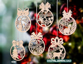 Personalized Christmas balls Tree Decorations with Name Craft Hanging Bauble Paper art templates cut file |#U096| VectorPort