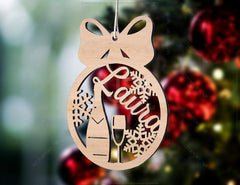 Personalized Christmas balls Tree Decorations with Name Craft Hanging Bauble Paper art templates cut file |#U096| VectorPort
