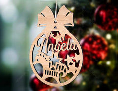Personalized Christmas balls Tree Decorations with Name Craft Hanging Bauble Paper art templates cut file |#U096| VectorPort