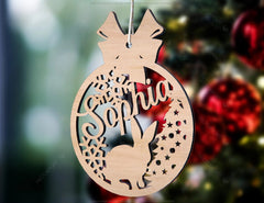 Personalized Christmas balls Tree Decorations with Name Craft Hanging Bauble Paper art templates cut file |#U096| VectorPort