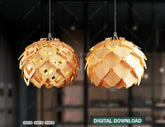Scandinavian Pine Cone Hanging wooden chandelier lamp shade Pendant light template svg laser cut plywood| SVG, DXF, AI |#097| VectorPort