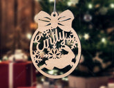 Personalized Christmas balls Tree Decorations with Name Craft Hanging Bauble Paper art templates cut file |#U097| VectorPort