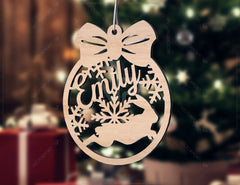 Personalized Christmas balls Tree Decorations with Name Craft Hanging Bauble Paper art templates cut file |#U097| VectorPort
