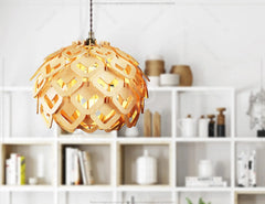 Scandinavian Pine Cone Hanging wooden chandelier lamp shade Pendant light template svg laser cut plywood| SVG, DXF, AI |#097| VectorPort