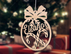 Personalized Christmas balls Tree Decorations with Name Craft Hanging Bauble Paper art templates cut file |#U097| VectorPort