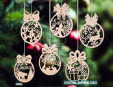 Personalized Christmas balls Tree Decorations with Name Craft Hanging Bauble Paper art templates cut file |#U098| VectorPort