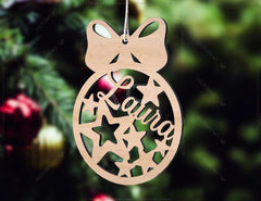 Personalized Christmas balls Tree Decorations with Name Craft Hanging Bauble Paper art templates cut file |#U098| VectorPort