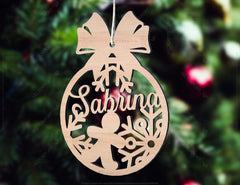 Personalized Christmas balls Tree Decorations with Name Craft Hanging Bauble Paper art templates cut file |#U098| VectorPort