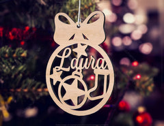 Personalized Christmas balls Tree Decorations with Name Craft Hanging Bauble Paper art templates cut file |#U099| VectorPort