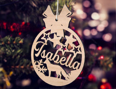 Personalized Christmas balls Tree Decorations with Name Craft Hanging Bauble Paper art templates cut file |#U099| VectorPort