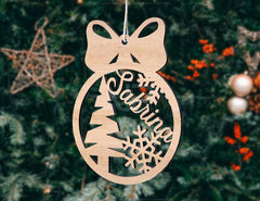 Personalized Christmas balls Tree Decorations with Name Craft Hanging Bauble Paper art templates cut file |#U100|