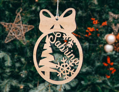 Personalized Christmas balls Tree Decorations with Name Craft Hanging Bauble Paper art templates cut file |#U100| VectorPort