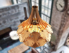 Tropical Leaves Cone Hanging wooden chandelier lamp shade Pendant light template svg laser cut 1/8 inch plywood| SVG, DXF, AI |#100| VectorPort