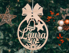 Personalized Christmas balls Tree Decorations with Name Craft Hanging Bauble Paper art templates cut file |#U100|