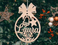 Personalized Christmas balls Tree Decorations with Name Craft Hanging Bauble Paper art templates cut file |#U100| VectorPort