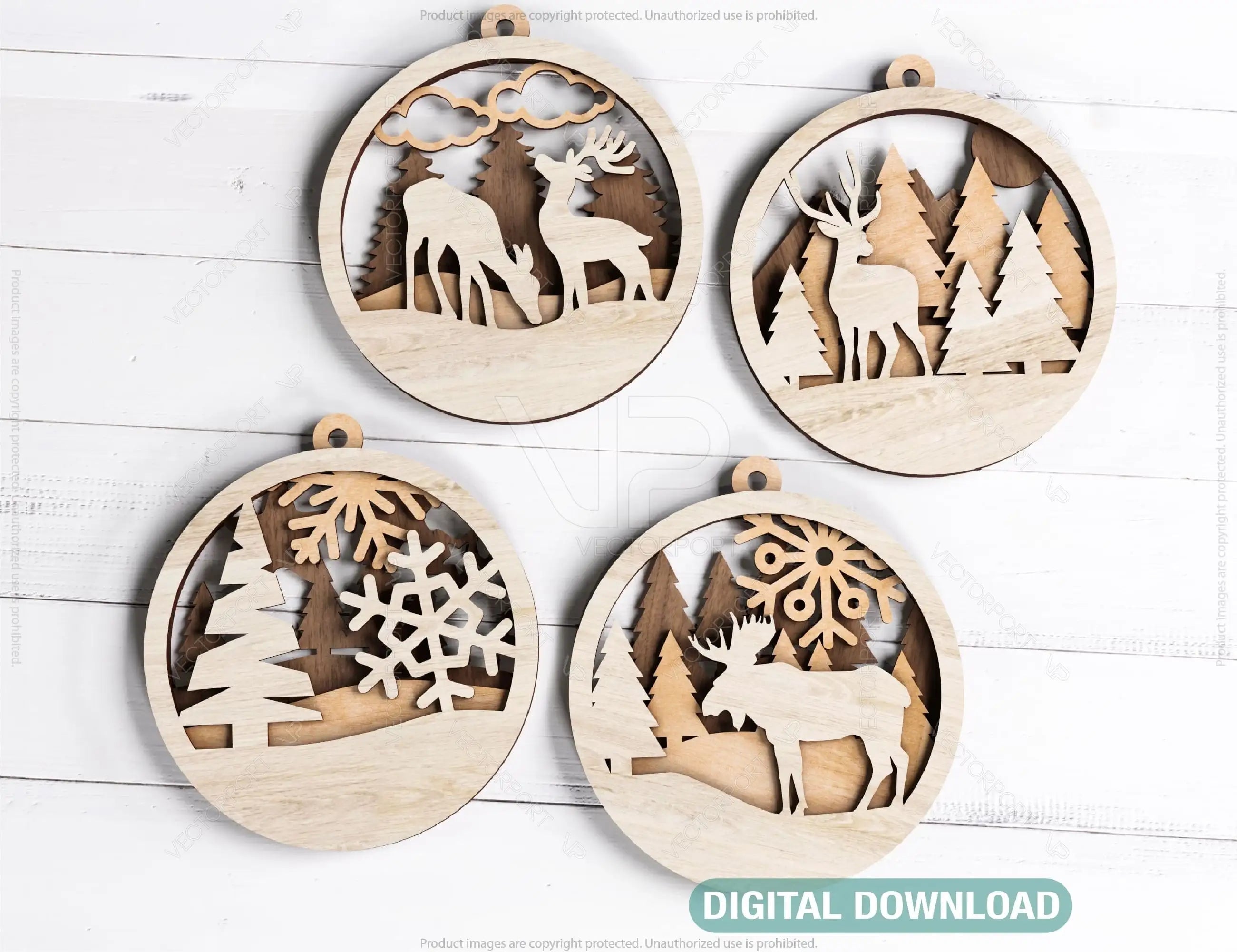 Christmas balls Tree Decorations Craft Hanging Bauble Paper art wood carving stencil laser cut templates |#U101| VectorPort