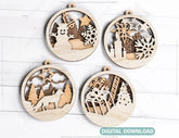 Christmas balls Tree Decorations Craft Hanging Bauble Paper art wood carving stencil laser cut templates |#U102| VectorPort