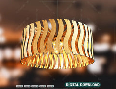 Elegant Modern round Hanging wooden chandelier lamp shade Pendant light template svg laser cut 1/8 & 1/4 inch plywood| SVG, DXF, AI |#103| VectorPort