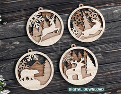 Christmas balls Tree Decorations Craft Hanging Bauble Paper art wood carving stencil laser cut templates |#U103| VectorPort
