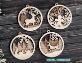 Christmas balls Tree Decorations Craft Hanging Bauble Paper art wood carving stencil laser cut templates |#U104|