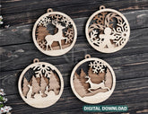 Christmas balls Tree Decorations Craft Hanging Bauble Paper art wood carving stencil laser cut templates |#U104| VectorPort
