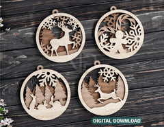 Christmas balls Tree Decorations Craft Hanging Bauble Paper art wood carving stencil laser cut templates |#U104|