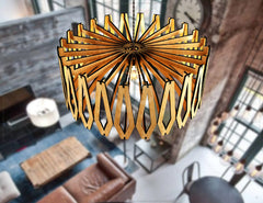 Elegant Modern round Hanging wooden chandelier lamp shade Pendant light template svg laser cut 1/8 & 1/4 inch plywood| SVG, DXF, AI |#104|