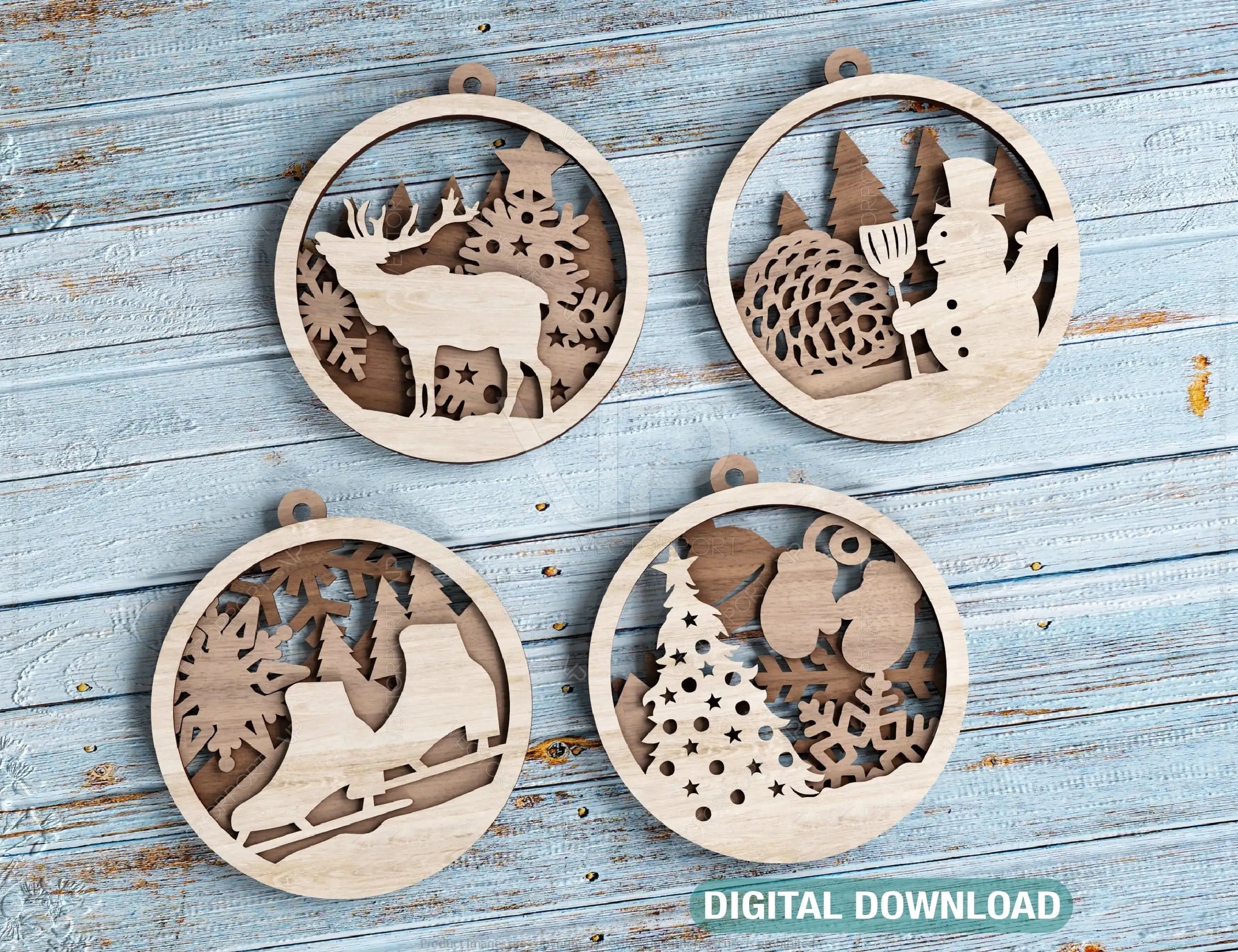 Christmas balls Tree Decorations Craft Hanging Bauble Paper art wood carving stencil laser cut templates |#U105| VectorPort
