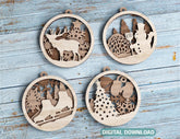 Christmas balls Tree Decorations Craft Hanging Bauble Paper art wood carving stencil laser cut templates |#U105| VectorPort
