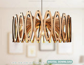 Two Elegant Modern round Hanging wooden chandeliers lamp shade Pendant light template svg laser cut plywood| SVG, DXF, AI |#105| VectorPort