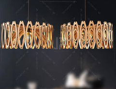 Two Elegant Modern round Hanging wooden chandeliers lamp shade Pendant light template svg laser cut plywood| SVG, DXF, AI |#105| VectorPort