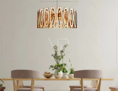 Two Elegant Modern round Hanging wooden chandeliers lamp shade Pendant light template svg laser cut plywood| SVG, DXF, AI |#105| VectorPort