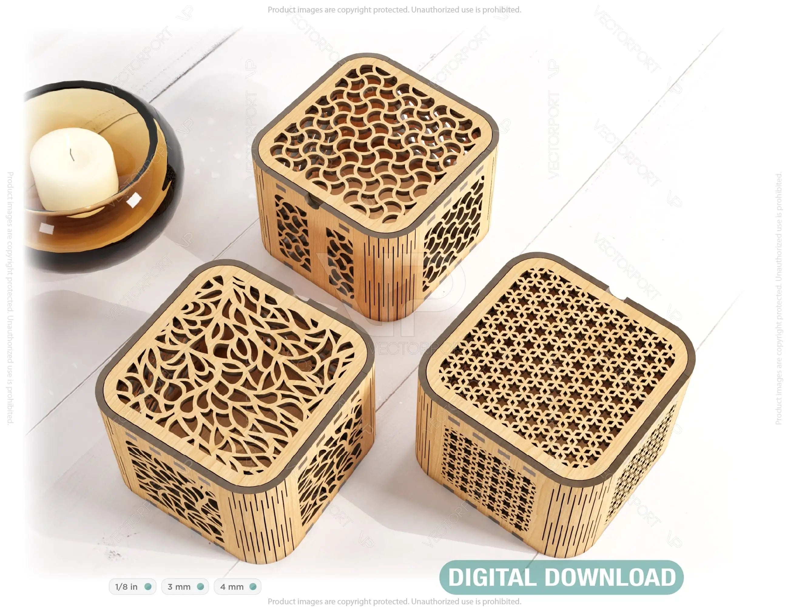 Decorative Wooden Gift box laser cut jeweler case Wedding Love vector model Glowforge cut file |#U106| VectorPort