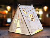 Laser Cut Wooden Tent Shape Night Light Lamp Mdf 3D Puzzle Laser Cutting Camping Tent Home Lampshade Digital Download| SVG, DXF, AI |#106| VectorPort