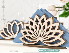 Lotus Flower Decorative Napkin Holder Laser Cut Heart Leaf Rose shape Tabletop wooden holder SVG |#U107| VectorPort