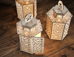 Wooden Decorative Lantern Laser Cut with star Shape Night Light 3D Laser Cutting opener door Lampshade Digital Download | SVG, DXF, AI |#107| VectorPort