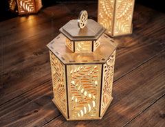 Wooden Decorative Lantern Laser Cut with star Shape Night Light 3D Laser Cutting opener door Lampshade Digital Download | SVG, DXF, AI |#108| VectorPort