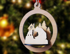 Tree Bear Bauble Wood 3D Laser Cut Christmas Ball Ornament Round Design set Tree Decorations lasercut SVG Cricut Glowforge |#U108| VectorPort
