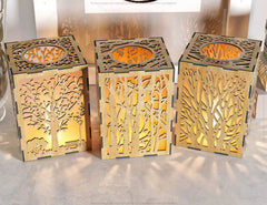 Candle Holder Laser Cut Birch Tree Lamp wood Tea light Lantern Votive Gift | SVG, DXF, AI |#109| VectorPort
