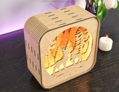 Wooden Night Lamp Deer Forest Scene Multilayer Shadowbox Laser Cut Lampshade Table Tea light Digital Download|#U110| VectorPort