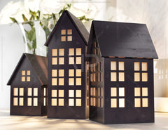 House Tea Light Lantern Candle Holder Laser Cut 3 different size Lamp wood Votive Gift | SVG, DXF, AI |#110|