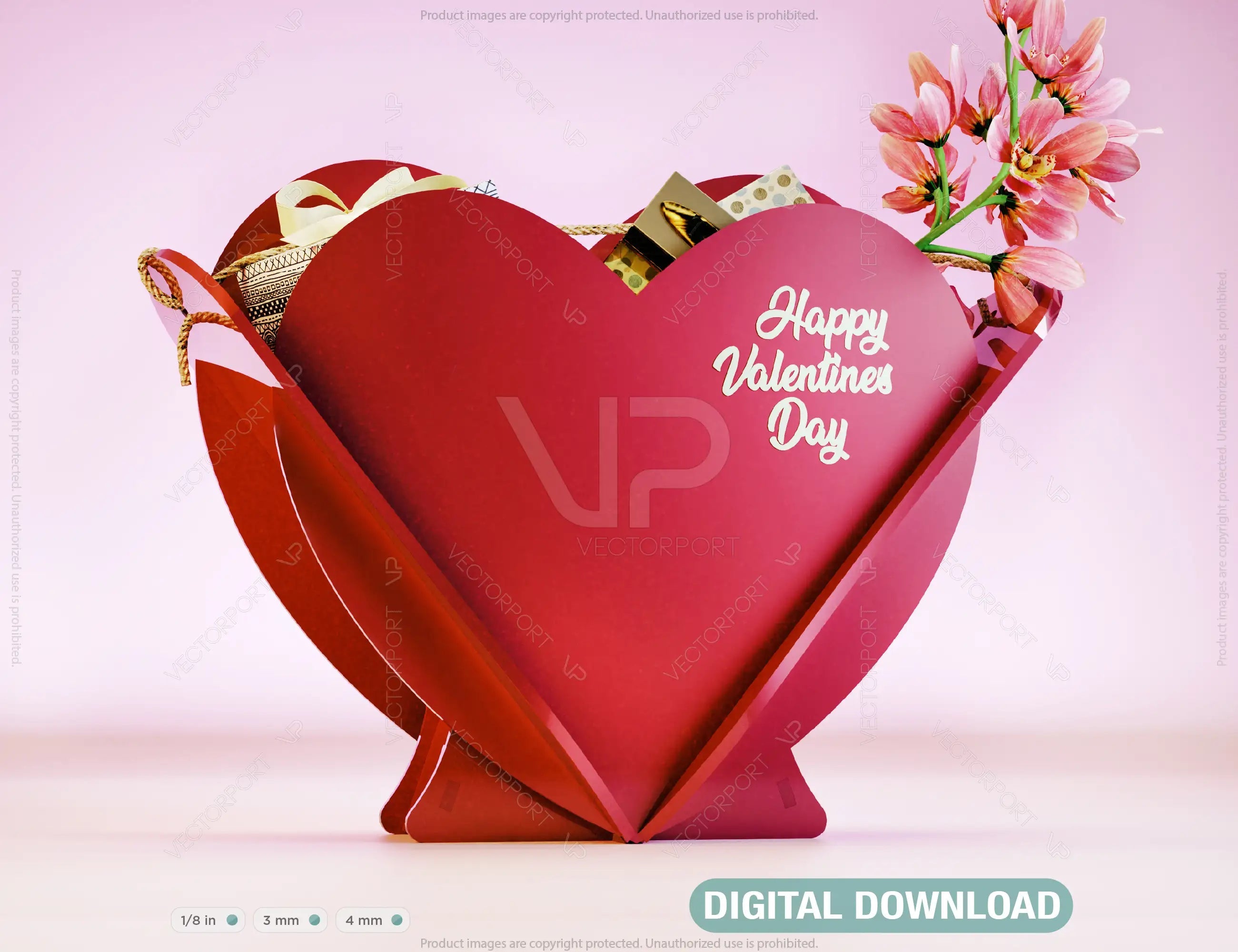 Valentine Day Gift Heart Shape Basket Love Wooden Plywood Vector Plan for Her Diy | SVG, DXF |#111| VectorPort