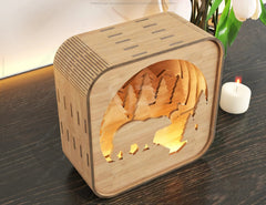 Wooden Night Lamp Bear Forest Scene Multilayer Laser Cut Lampshade Table Tea light |#U111| VectorPort