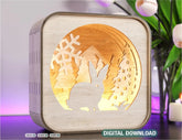 Rabbit Wooden Night Lamp Forest Scene Multilayer Shadowbox Laser Cut Lampshade Table Tea light |#U112| VectorPort