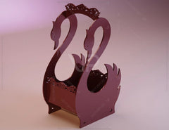 Swan Flower Basket Valentine Day Gift Love Wooden Plywood Flowers Box for Her Diy | SVG, DXF |#112| VectorPort