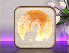 Rabbit Wooden Night Lamp Forest Scene Multilayer Shadowbox Laser Cut Lampshade Table Tea light |#U112|