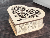 Wooded Heart shaped Jewelry laser cut Box template Wedding Love story vector model cut file Digital Download | SVG, DXF |#113| VectorPort