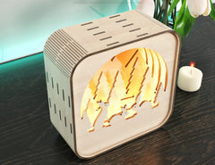 Rabbits Wooden Night Lamp Forest Scene Multilayer Shadowbox Laser Cut Lampshade Table Tea light |#U113| VectorPort