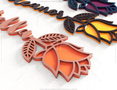 Rose - Laser Personalized Cut Out Art Valentine Day Acrylic wood Flower with name editable | SVG, DXF |#114| VectorPort