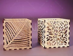 Decorative Laser Cutting Wooden Box Geometric Ornamental Gift Box Candle holder template Wedding Glowforge | SVG, DXF |#115| VectorPort
